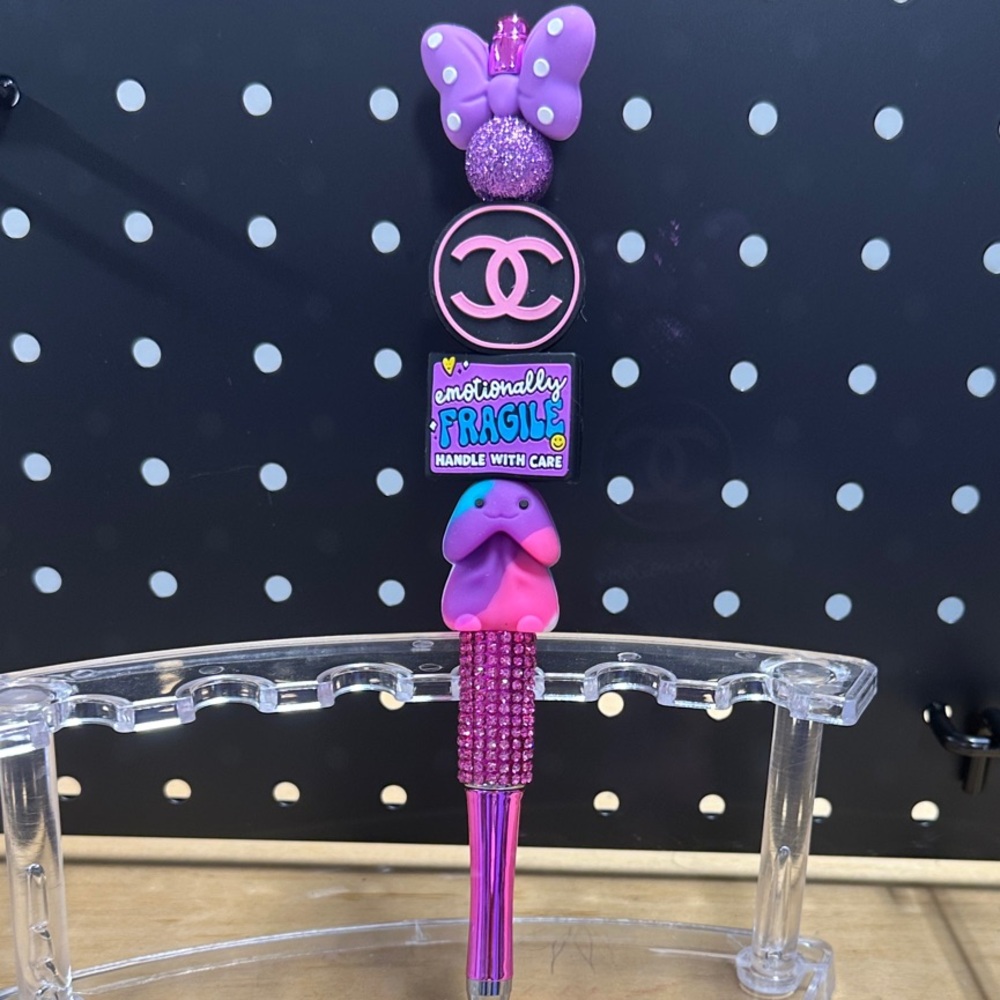 Extra Long Decorative Bling Pen | Pink & Purple | Exact Pen Shown